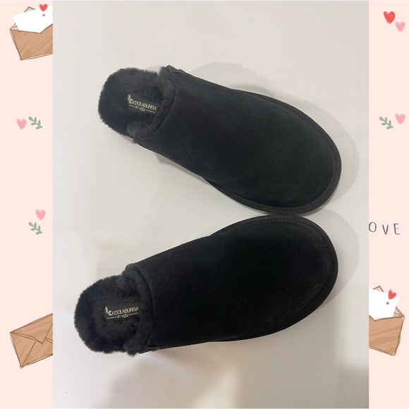Koolaburra Shoes - Kookaburra Ugg Sonele Black Suede and Faux Fur Slippers Size 9